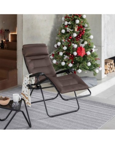 Fauteuil relax matelassé zéro gravité en acier marron l87xl67xh115
