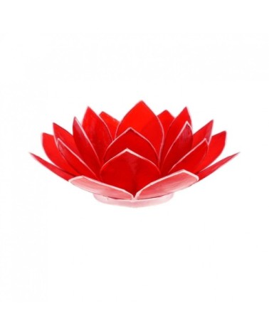Porte bougie fleur de lotus rouge et argent