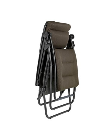 Fauteuil relax matelassé zéro gravité en acier marron l87xl67xh115