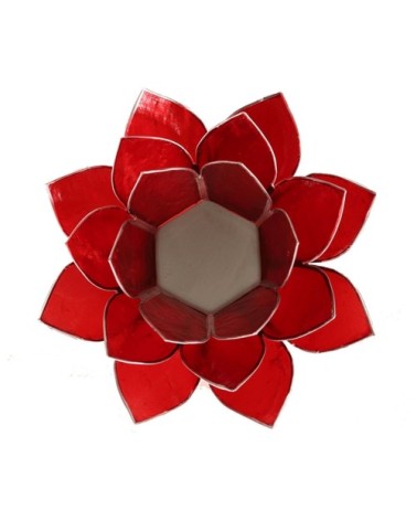 Porte bougie fleur de lotus rouge et argent
