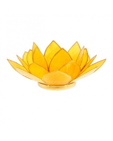 Porte bougie fleur de lotus jaune et or