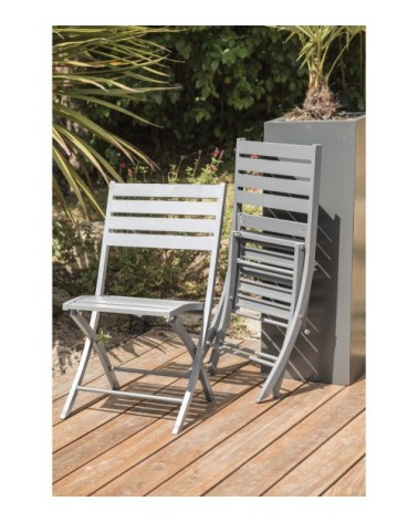 Chaise de jardin pliante en aluminium gris