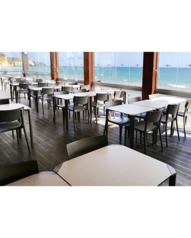 Chaise de jardin empilable en polypropylène renforcé gris anthracite