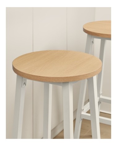 Tabourets de bar lot de 2 siège haut hauteur 74 cm doré chêne et blanc