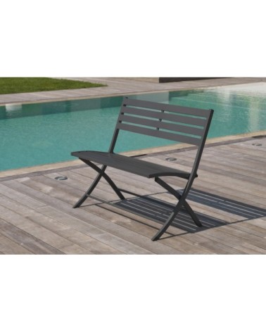 Banc de jardin pliant en aluminium gris anthracite