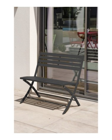 Banc de jardin pliant en aluminium gris anthracite