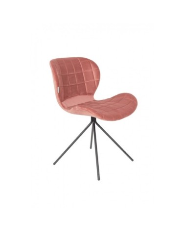 Chaise design en velours rose