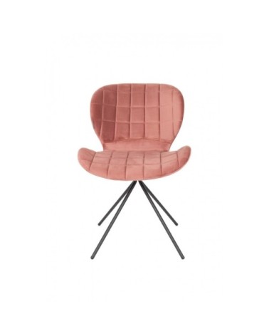 Chaise design en velours rose