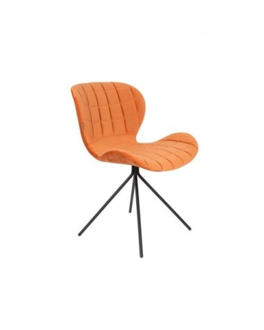 Chaise design en velours orange