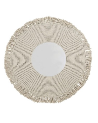 Miroir rond encadrement en coton blanc D90