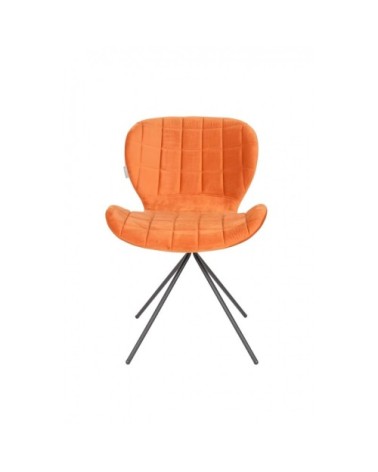 Chaise design en velours orange