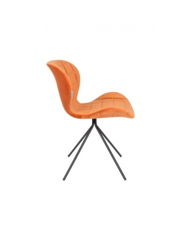 Chaise design en velours orange