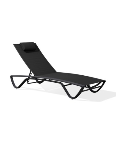 Bain de soleil en aluminium blanc et toile plastifiée noire