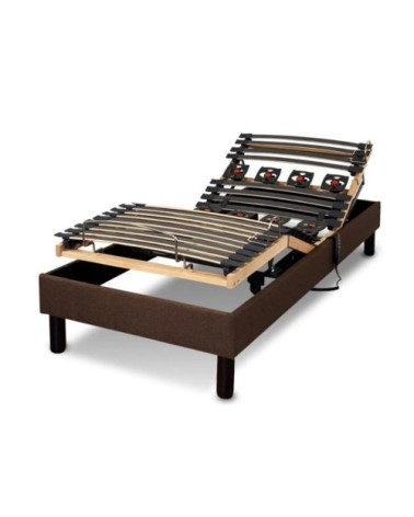 Sommier électrique essenzia zen emotion marron 70x190 lattes et plots