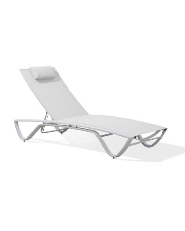 Bain de soleil en aluminium blanc et toile plastifiée blanche
