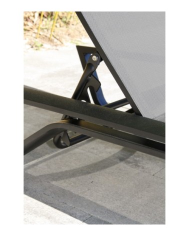 Bain de soleil en aluminium anthracite et toile plastifiée grise