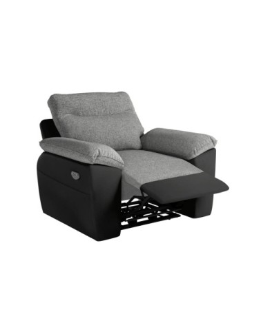 Fauteuil de relaxation électrique en tissu et simili - noir/gris