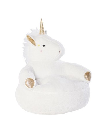 Fauteuil licorne blanc rose et doré