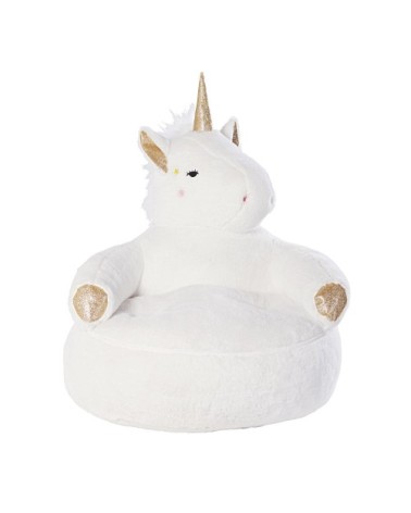 Fauteuil licorne blanc rose et doré