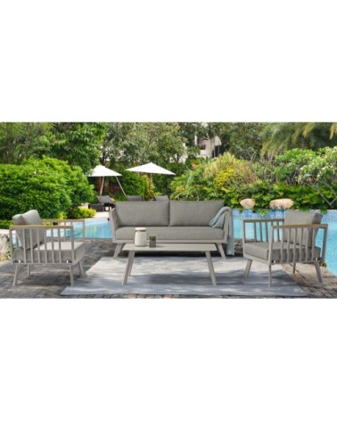 Salon de jardin 5 places en aluminium gris