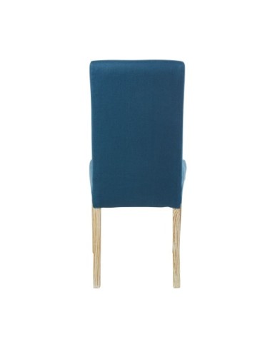 Housse de chaise en lin lavé bleu paon
