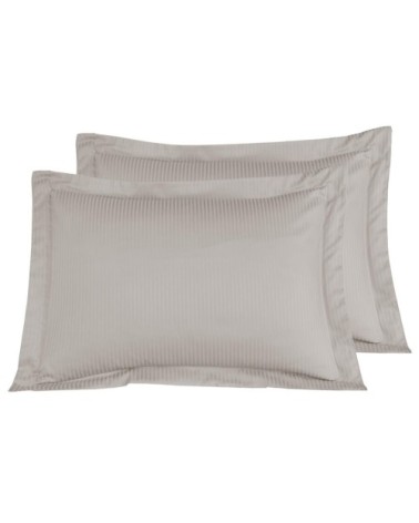 Lot de 2 taies d'oreiller rayées en satin de taupe 50x70 cm