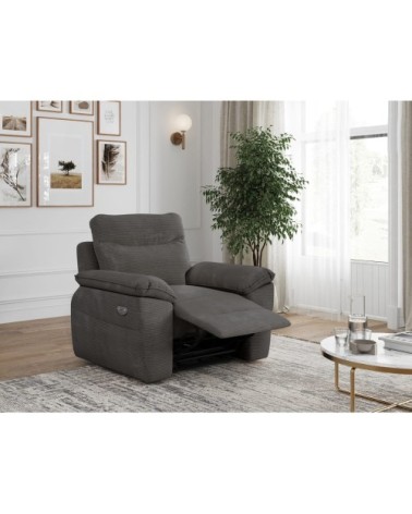 Fauteuil de relaxation électrique en velours côtelé gris