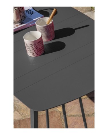 Salon de jardin 4 places en aluminium gris anthracite