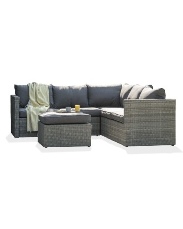 Salon de jardin 5 places en résine tressée grise