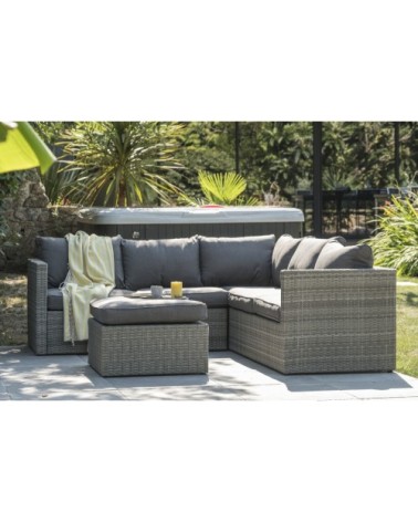 Salon de jardin 5 places en résine tressée grise