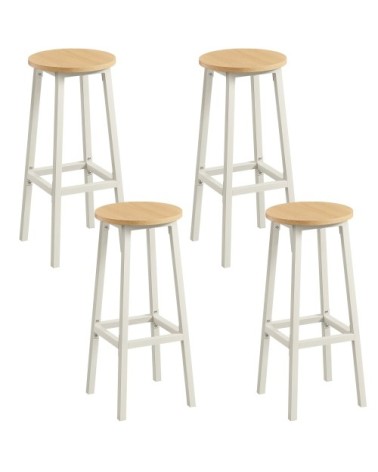 Tabourets de bar lot de 4 hauteur 74 cm repose-pieds doré et blanc