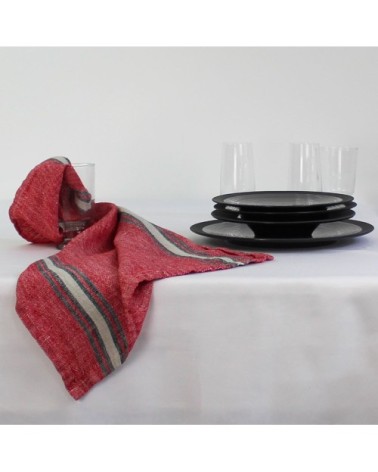 Torchon  pur lin rouge 50x70