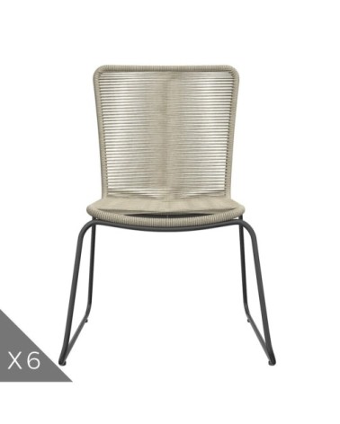 Lot de 6 chaises de jardin tressées naturelles