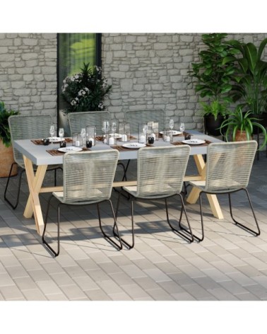 Lot de 6 chaises de jardin tressées naturelles