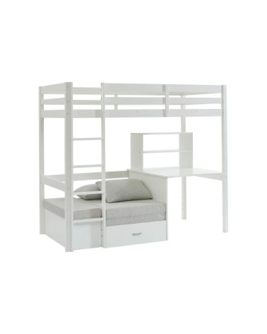 Lit mezzanine pin blanc 90 x 200 cm