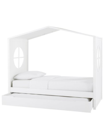 Lit cabane enfant 90x190 blanc