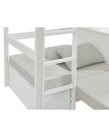 Lit mezzanine pin blanc 90 x 200 cm