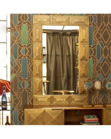 Miroir rectangle en bois 110x70cm or