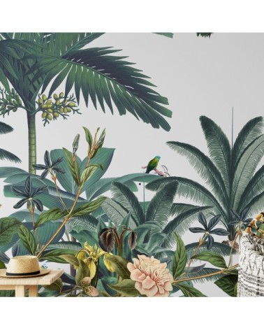 Papier peint panoramique jungle forêt tropicale Zen Bloom 255x260cm