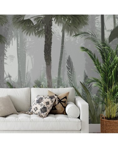 Papier peint panoramique jungle noyée dans la brume 425x260cm