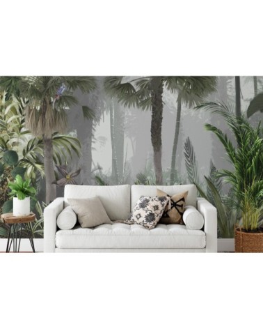 Papier peint panoramique jungle noyée dans la brume 425x260cm