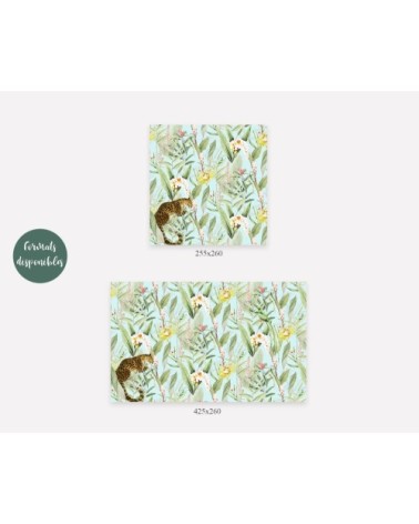 Papier peint panoramique motifs fleurs jardin tropical ciel 255x260cm