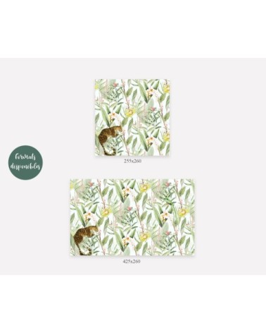 Papier peint panoramique motifs fleurs jardin tropical blanc 425x260cm