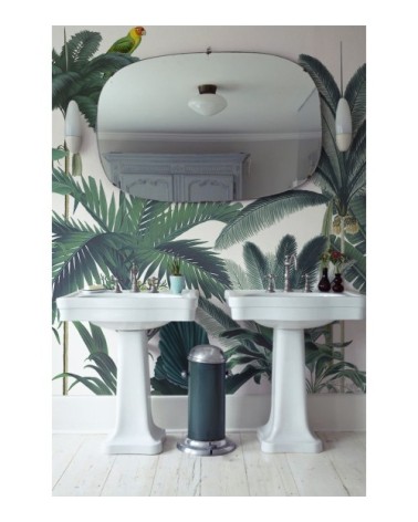 Papier peint jungle forêt tropicale luxuriante fond Blanc 255x260cm