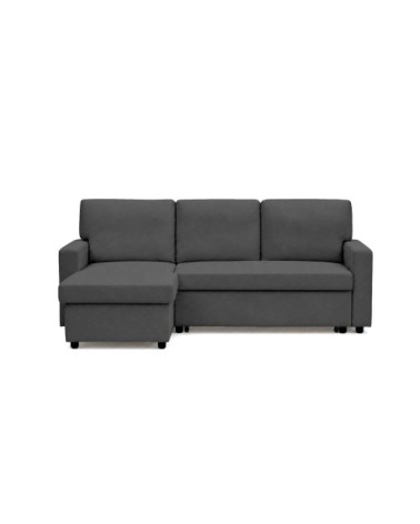 Canapé d'angle réversible convertible 4 places en tissu gris foncé