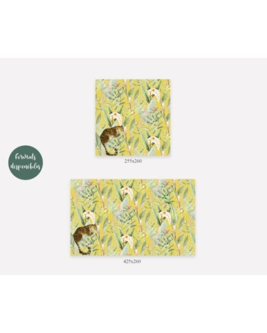 Papier peint panoramique motifs fleur jardin tropical canari 255x260cm