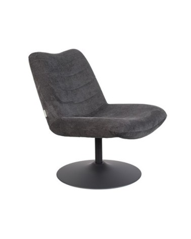 Fauteuil lounge en velours gris anthracite