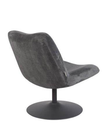 Fauteuil lounge en velours gris anthracite