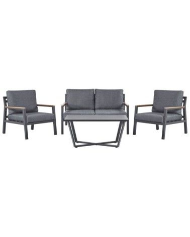 Salon de jardin 4 places en aluminium gris foncé