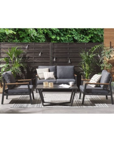 Salon de jardin 4 places en aluminium gris foncé